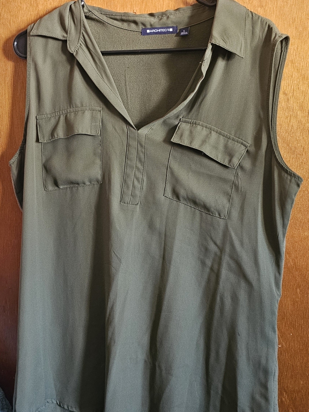 Architect Olive Green Sleeveless Utility Tank - Large